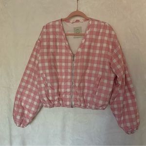 Urban Outfitters, Size M, Pink & White, Gingham design Bomber Jacket